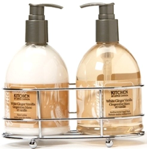 Stainless Steel Caddy Gift Set With White Ginger Vanilla Hand Wash And Lotion