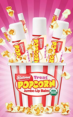 TREAT Jumbo Lip Balm, Organic & Cruelty Free (.50 OZ) (BUTTERED POPCORN BALM)