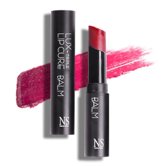NATURAL SHINE Lux Triple Lip CURE Balm HERA (Pink Red) | Chapstick Hydration and Exfoliator | Overnight Lip Treatment Care Deep Nourishing for Dry Cracked Chapped Lips (0.17oz)
