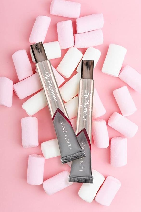 VASANTI Hyaluronic Boost Lip Plumper - Non-Sticky Lightweight Cosmetics for Soft Hydrated Lips (Metallic Shine)