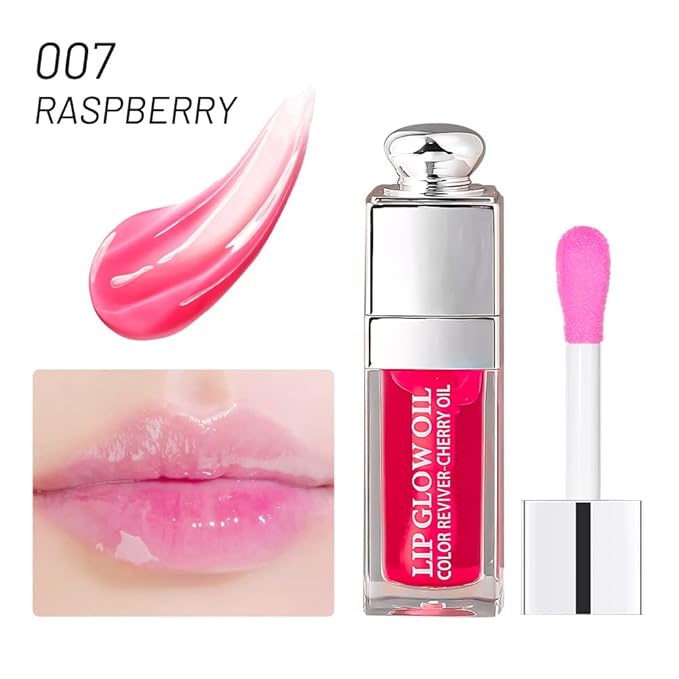 Moisturizing Lip Oil,No-Sticky Gloss Balm Care,Fruit Flavoured Oil for Dry Lip's Hydrating and Nourishing (007#Raspberry) 0.2 OZ