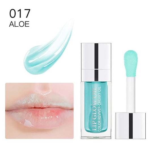 Moisturizing Lip Oil,No-Sticky Lip Gloss Lip Balm Lip Care,Fruit Flavoured Lip Oil For Dry Lip's Moisturizing Hydrating And Nourishing (017#ALOE) 0.2 OZ