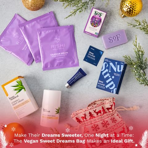 Sweet Dreams Bag - Dreambox Night Time Beauty Set Collection Kit w Night Cream, Tea and Lavander Soap - Skin Care Collection for Vegan Lovers - Great Christmas Gift for Her, Women