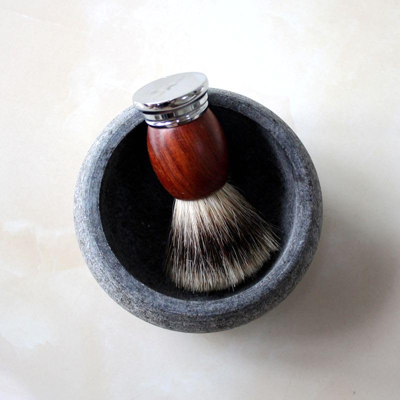 Shaving Soap & Cream Bowl for Men, Natural Granite Stone, Keep Warm Better, Easier to Lather