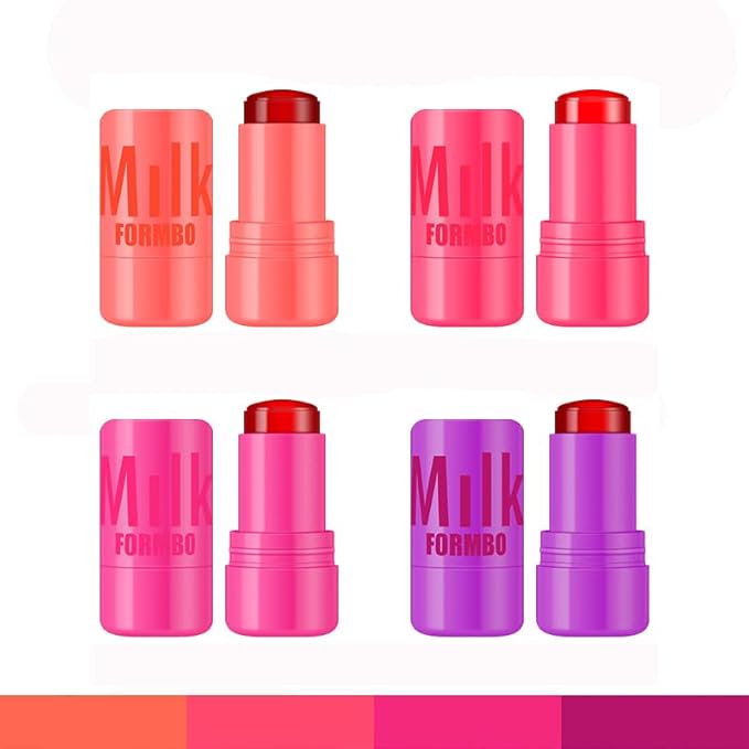 Cooling Water Jelly Tint Blush Makeup Blush Stick 3-in-1 Lip and Cheek Tint Stain Jelly Blush Multi-use Clear Glossy Gel Blush,0.18 Oz (4 Colors, 0.18 Oz)