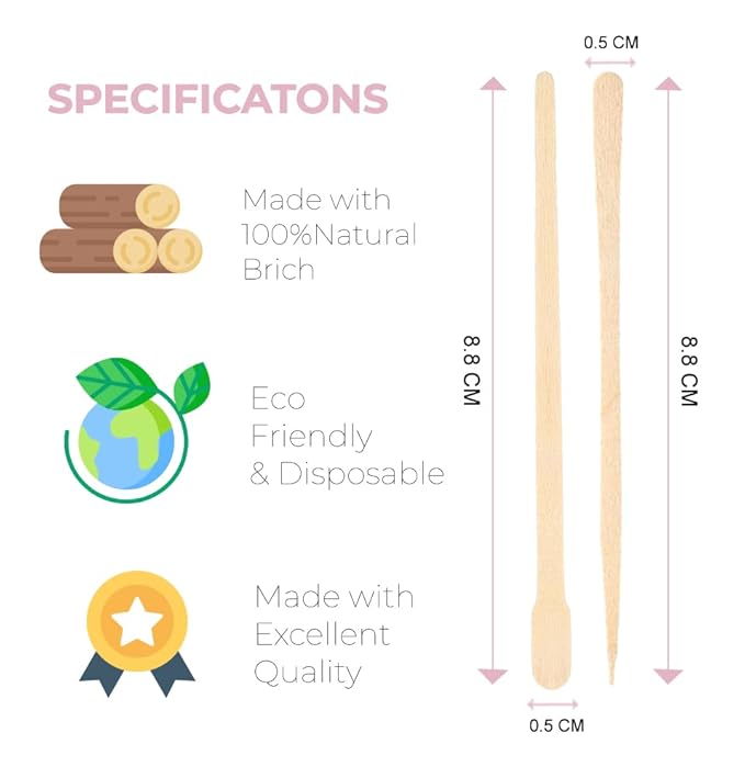 Mibly 1000 Pcs Wooden Wax Sticks - Eyebrow, Lip, Nose Small Waxing Applicator Sticks for Hair Removal and Smooth Skin - Spa and Home Usage