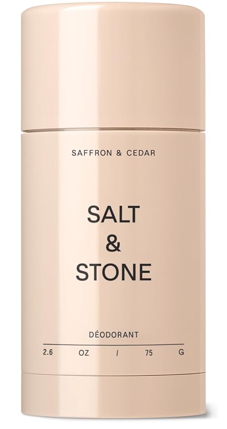 SALT & STONE Aluminum Free Deodorant | Extra Strength 48 Hour Protection for Women & Men | Made with Seaweed Extracts, Shea Butter & Prebiotics (Saffron & Cedar)