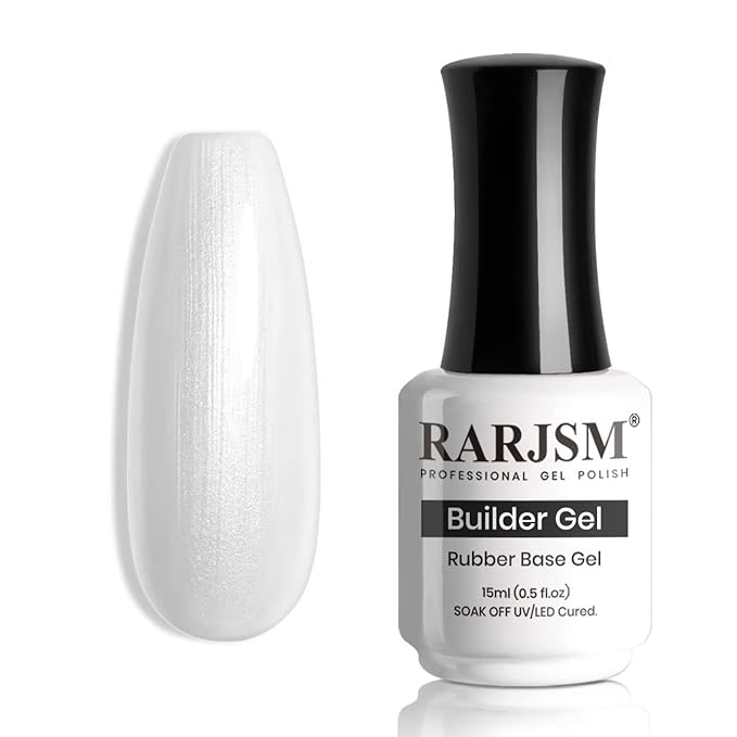 RARJSM Builder Nail Gel Polish Pearl Silver Hard Gel in a Bottle Mermaid Shell Glitter Pearlescent Thick Extension Structure Gel for Nails 15ml Soak Off Curing Requires Salon Home DIY Beginer Use