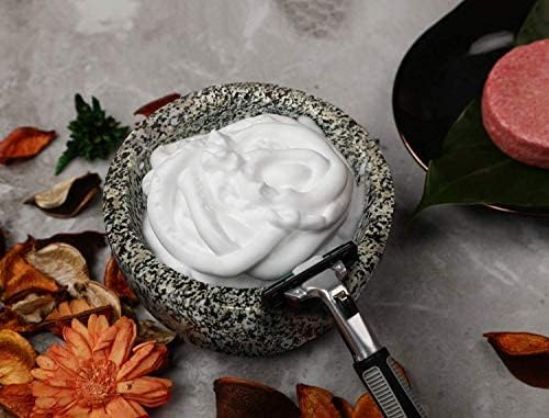 ShayVe Shaving Bowl for Shaving Soap & Cream — Granite Shave Bowl For Shaving Soap & Cream — Exquisite Heat Insulated Wet Shaving Kit Addition (Grey Granite)