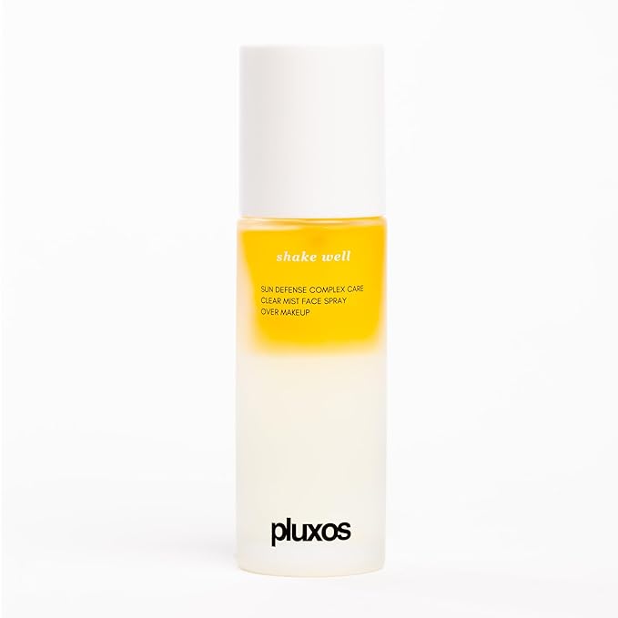 | PLUXOS 47 | SUNSCREEN + SKINCARE SPF 47 FACE MIST SPRAY (Peach) | SUN DEFENSE COMPLEX CARE | Apply Over Makeup, Broad Spectrum, Clear, Light, Vegan, Hydrate, Fight Acne, Anti-Aging, Cell Repair