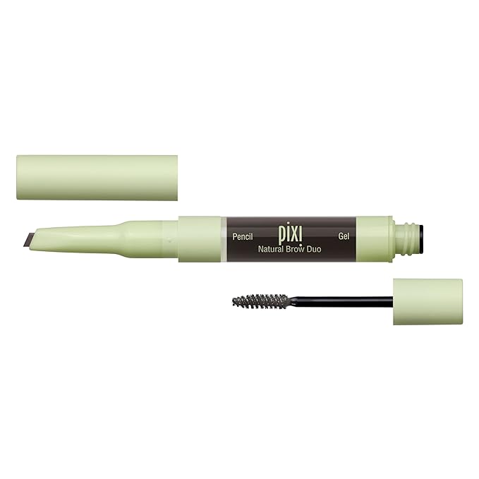 Pixi Natural Brow Duo - Soft Black, Precision Pencil & Tinted Gel, Waterproof Brow Shaper for All-Day Hold, Paraben-Free, 0.2oz
