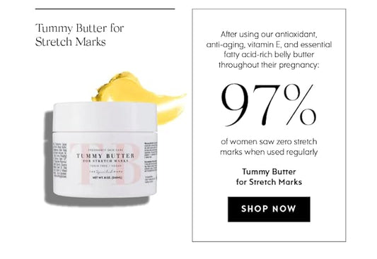 Tummy Butter Stretch Mark Prevention Cream - Safe for Pregnancy - Cocoa Butter & Shea Butter - Toxin Free - Vegan - C-Section Scar Lotion for Dry Pregnancy Skin