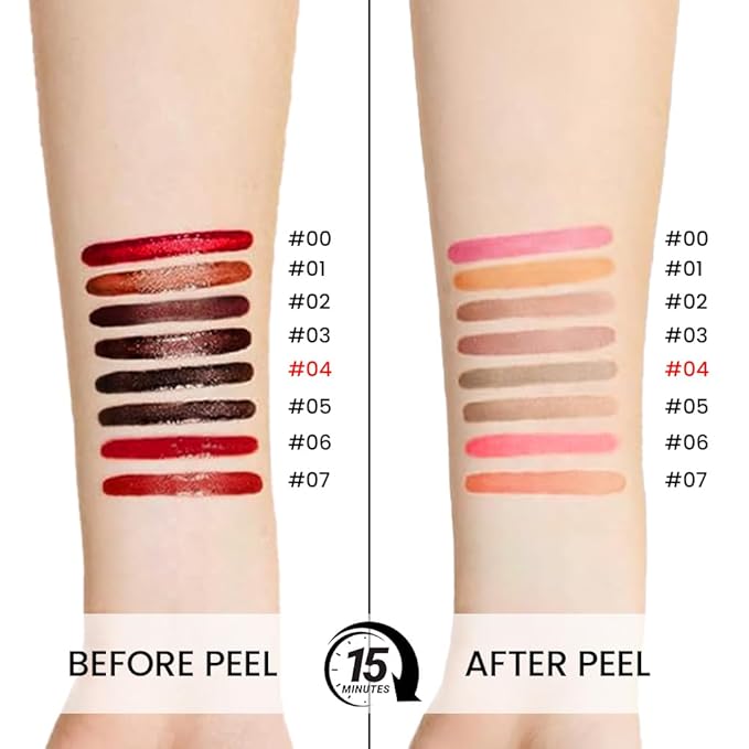 3Pcs Peel Off Matte Liquid Lip Gloss Stain-Lip Liner with Tweezer, Peel Off Lip Stain, Long Lasting & Waterproof Lipstick Tattoo, Transfer-Proof Lip Gloss for All Skin Types (03#+04#+05#, 3Pcs)