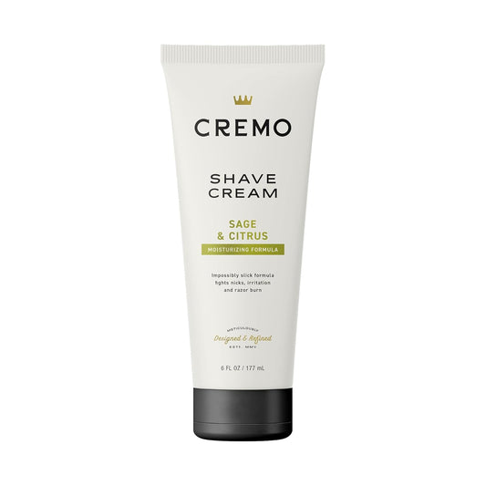 Cremo Sage & Citrus Shave Cream, Astonishingly Superior Ultra-Slick Shaving Cream for Men, Fights Nicks, Cuts and Razor Burn, 6 Fl Oz