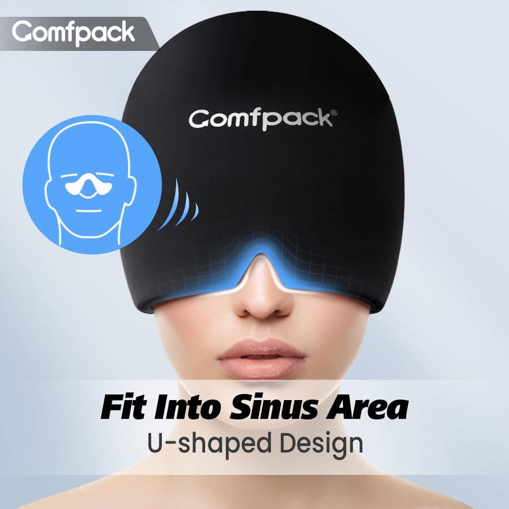 Migraine Relief Cap, Full Head Cold Compress Soft Stretchy Headache Relief Cap for Tension, Sinus, Stress Relief, Hangover Ice Hat, Puffy Eyes, Gifts for Migraine Sufferers