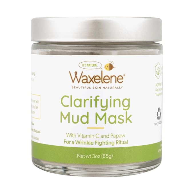 Waxelene Clarifying Mud Mask Dry Blend - Wrinkle Fighting Ritual Cleans Pores Hydrates Nourishes Skin Vitamin C Papaw Bentonite French Green Clay
