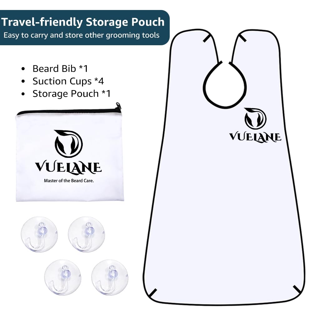 Beard Bib Beard Apron, Beard Bib Hair Catcher for Men Shaving, Non-Stick Beard Bib Apron for Men with Strong Suction Cups, Gifts for Men Husband, Grooming Kit for Men - White