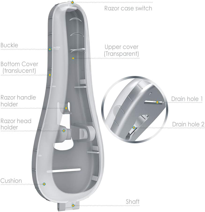 Razor Case Compatible with Gillette Proglide Fusion Men's Razor, Travel Protector Case with Carrying Bag - Gray