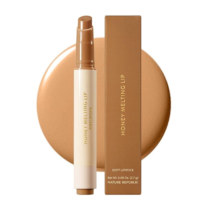 Nature Republic HONEY MELTING LIP (00 CHAI MILK TEA) SOFT LIP STICK Hydrating Gloss, Moisturizing balms, Sheer tint, Shine & Nude, Glowy Finish, korean make up