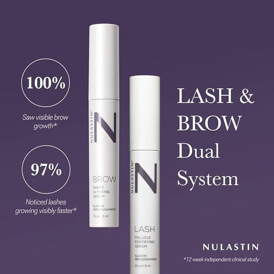 NULASTIN Eyelash Serum & Brow Serum - Lash & Brow Dual System - Eyebrow & Eyelash Enhancing Serums with Keratin & Peptides for Fuller Looking Lashes & Brows (2 Count, 0.1 Fl Oz Each)