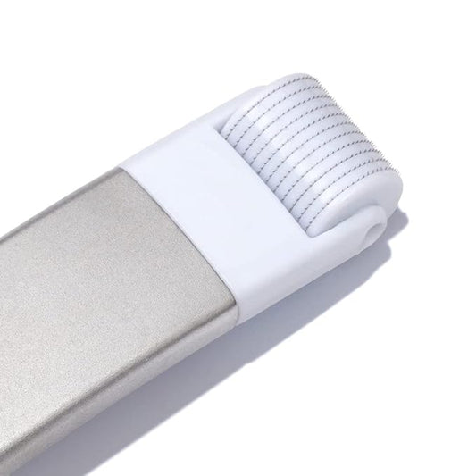 StackedSkincare Microneedling Roller with Replaceable 0.2mm Stainless Steel Needle Head - Gentle Micro Needle Roller for Face, Scalp & Body - Ergonomic Aluminum Handle for Smooth, Even, Radiant Skin