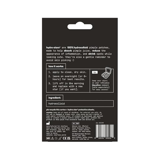 Starface Black Star BIG PACK, Hydrocolloid Pimple Patches, Absorb Fluid and Reduce Redness, Cute Star Shape, Cruelty-Free Skincare (96 Count)