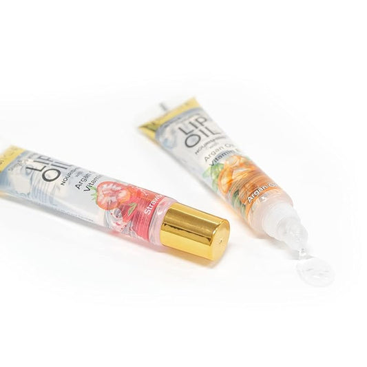 HerMINE Nourishing Lip Oil with Argan Oil & Vitamin E Clear Long Lasting Hydrating Lip Moisturizing Gel 15g / 0.52oz (Argan Oil)