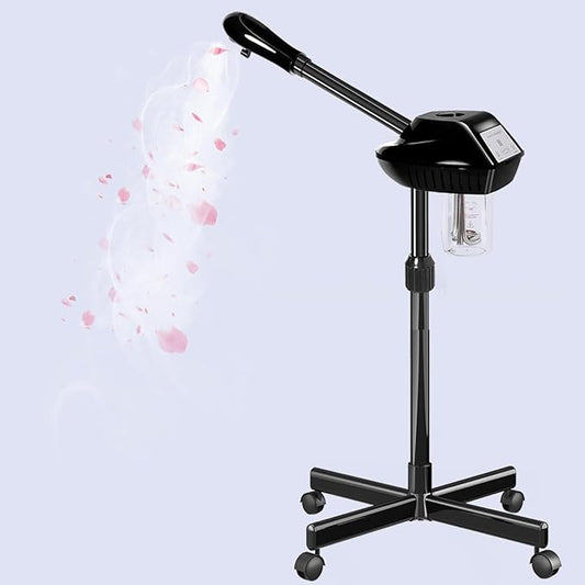 Professional Facial Steamer for Estheticians, Hot Mist & Timer Function, Ozone Facial Steamer on Wheels for Spa Beauty, Home Use