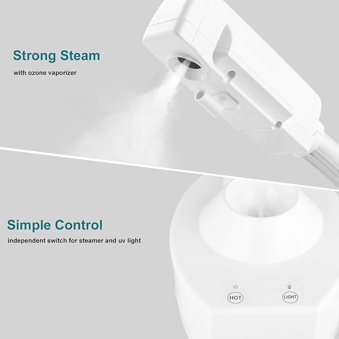 Winado 2 in 1 Professional Facial Steamer with 5X Magnification Lamp & Touch Screen, Esthetician Steamer Humidifier Face Spa Mist Steam for Home Beauty Salon, Personal Skin Care Deep Cleaning, White
