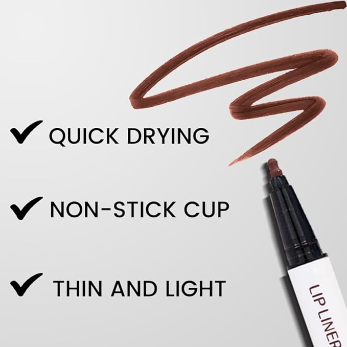 3Pcs Longwear Liquid Lip Liner Stain Marker Pen Set Long Lasting Waterproof, Maroon Mauve Purple Dark Red Brown Matte 24 Hour Lip Liner and Lipstick Combo, Color Stay Lipliner, Lip Stains peel off