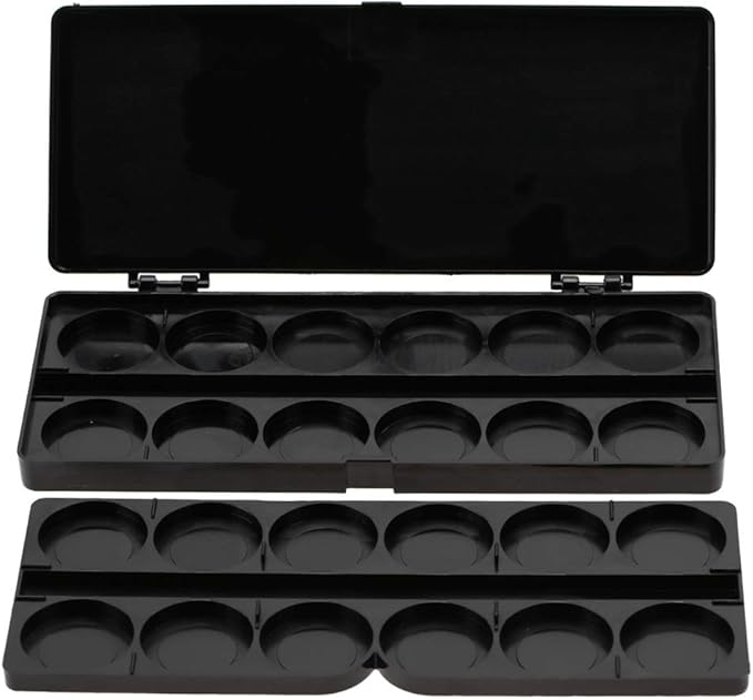 Nail Art Palette, 24 Grid Plastic Nail Art Paint Color Mixing Palette Plate Watercolor Pigment Color Mixing Case Manicure Drawing Tray(Black)