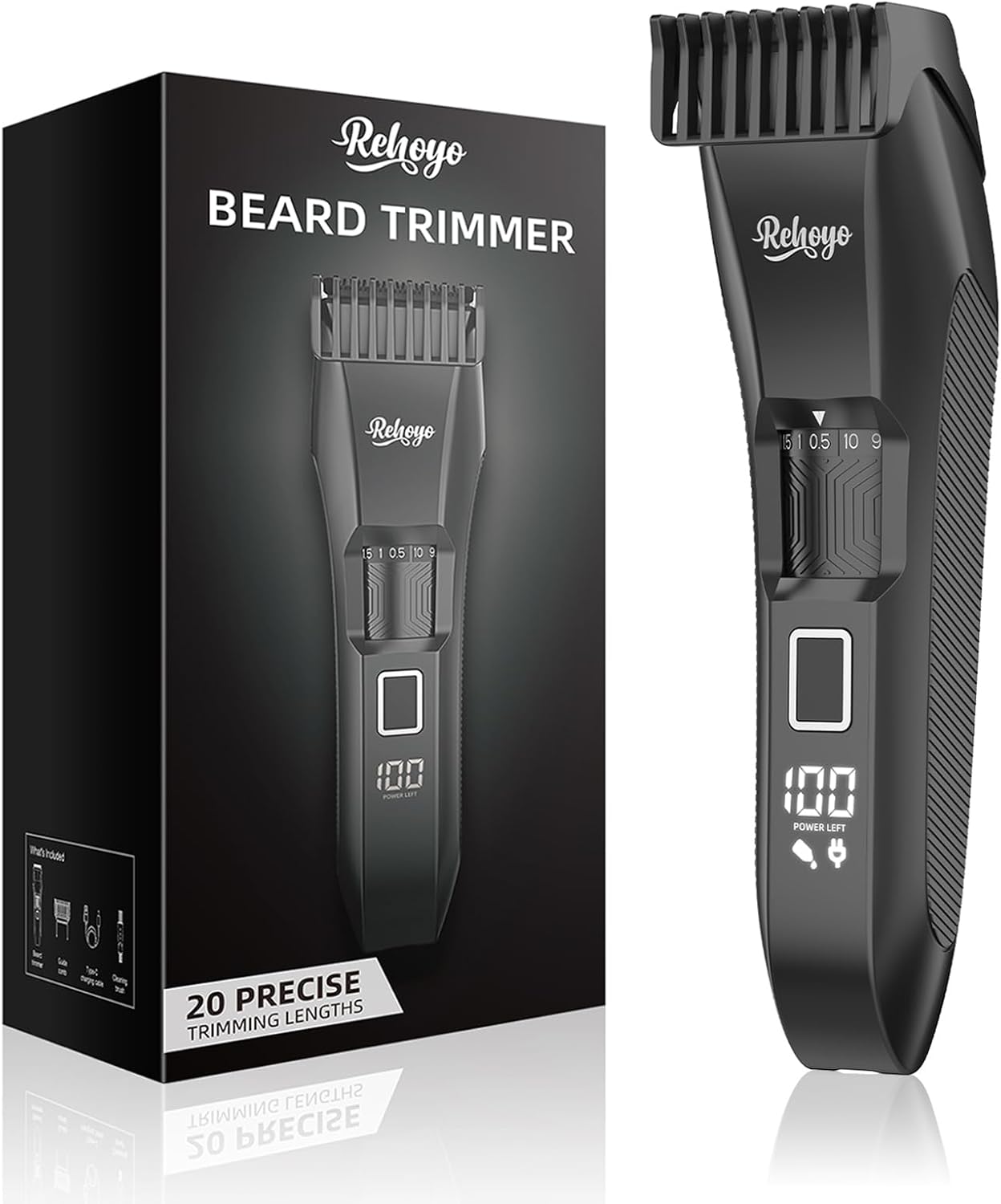 Beard Trimmer for Men Adjustable: Professional Cordless Trimmer with 20-Length Dial – Waterproof Hair Clippers w/Stainless Steel Blades for Beard, Mustache & Face Grooming – Gifts for Dad & Him