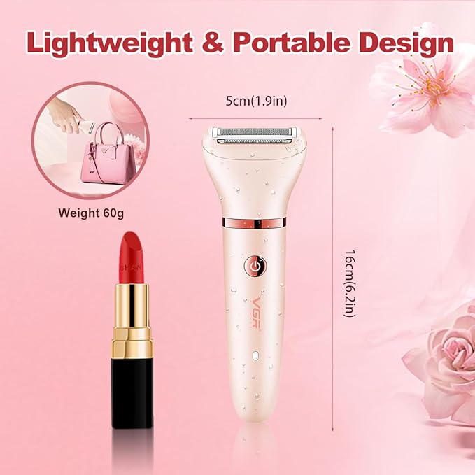 Electric Razor for Women,3 in 1 Shaver Hair Remover for Women Face,Wet & Dry Painless Shaver Bikini Trimmer for Face,Legs and Underarm (Pink)