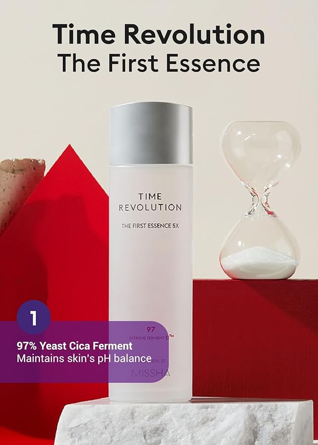 MISSHA Time Revolution Gift Set The First Essence 5X & Night Repair Ampoule 5X for Radiant, Youthful Skin