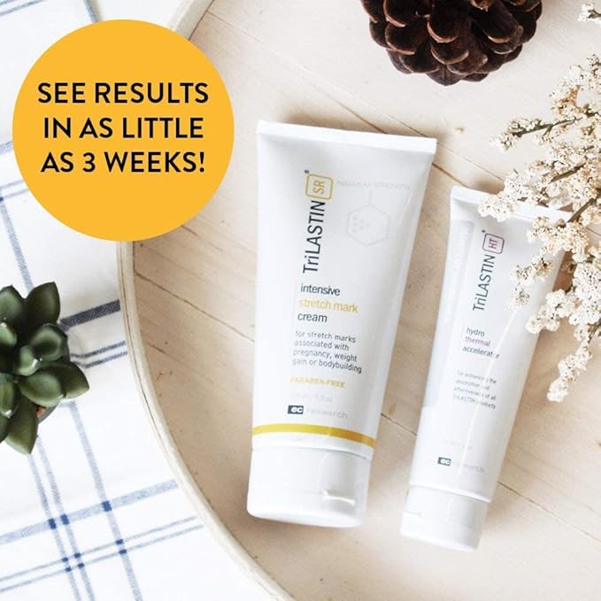 TriLASTIN-SR Intensive Stretch Mark Cream Bundle with Hydro-Thermal Accelerator (5.5 & 3 oz) | Fast-Acting Stretch Marks Cream with Absorption Enhancing Serum | Hypoallergenic & Paraben-free