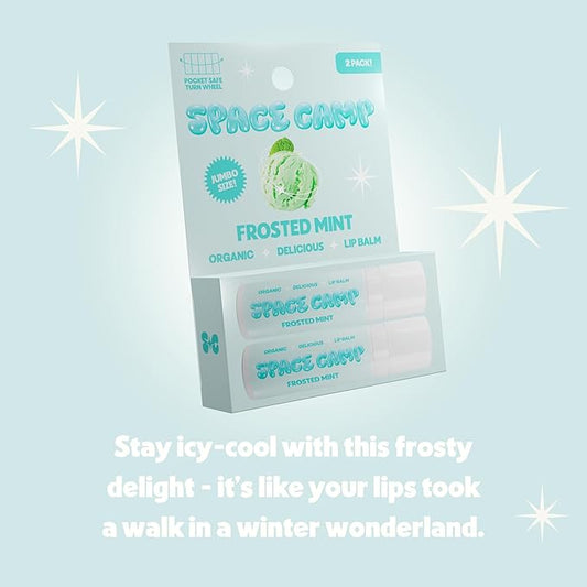 Wellness Jumbo Lip Balm - Frosted Mint Organic Flavored Balm (2 Pack)