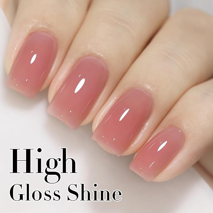 Double Rhythm Translucent Gel Polish Sheer Neutral Natural Light Milky Same Color Same Bottle 15ML Jelly Nail Polish Nail Art DIY at Home (Nude Milky Pink-A1384)