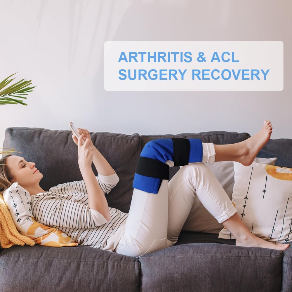 WORLD-BIO Large Gel Ice Pack Wrap for Injuries, Reusable Cold Compress Therapy Ice Pack with Straps for Swelling, Bruises, Hip, Knee Replacement Surgery, Back, Shoulder,11" x 14" Blue