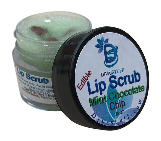 Diva Stuff Ultra Hydrating Lip Scrub for Soft Lips, Gentle Exfoliation, Moisturizer & Conditioner, Mint Chocolate Chip – ¼ oz (Made in the USA)