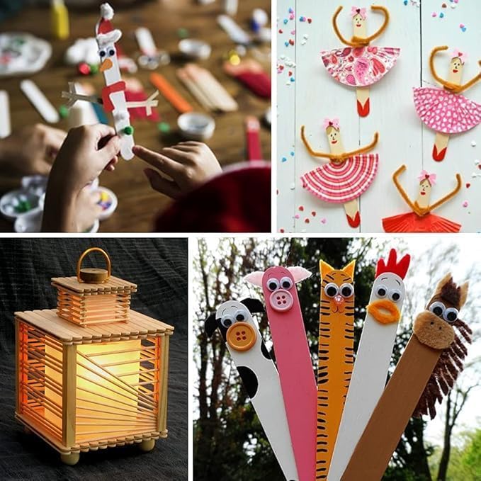 Mibly 4 Style Assorted Wooden Wax Sticks for Body Legs Face and Small Medium Large Sizes Eyebrow Waxing Applicator Spatulas for Hair Removal or Wood Craft Sticks (Pack of 1000)