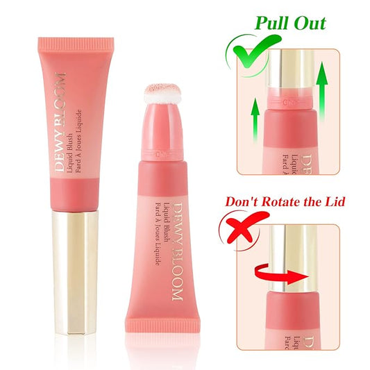 Blush Beauty Wand,Matte Face Blush Contour Wand with Cushion Applicator,Smooth Creamy Dewy Liquid Blush Wand,Blendable Blush Rouge Stick for Cheek,Cruelty-free,102 Serenade,Coral