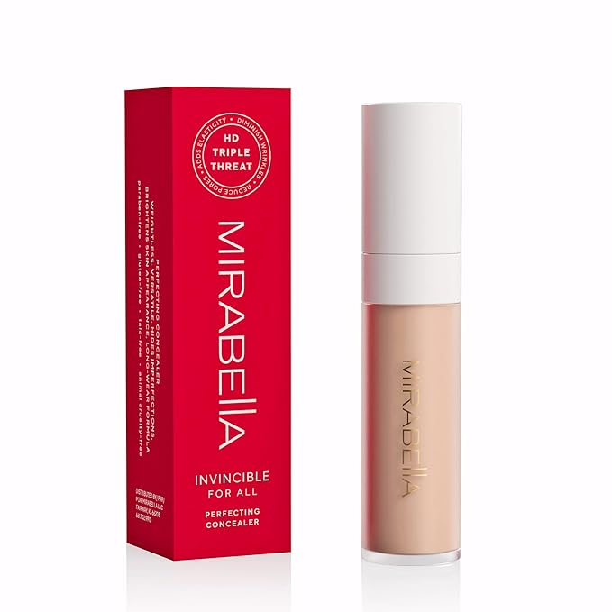 Mirabella Invincible For All Perfecting Under Eye Concealer Full Coverage - Hydrating Makeup Concealer for Dark Circles, Fine Lines & Wrinkles w/Hyaluronic Acid - Porcelain P10