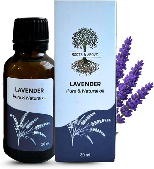 Roots & Above Pure Natural Lavender Essential Oil 1.01 oz/30ml for Diffuser, Skin, Hair, Self-Care, Soap & Candle Making Scent Fragrance