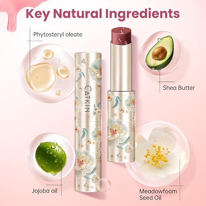 CATKIN Glossy Lip Balm Ultra Hydating Glow Lip Tinted Jelly Plump Melting Balm Shea Butter Repair Soothing For Dry Lips Dewy Finished 0.12 oz C02 TULIP