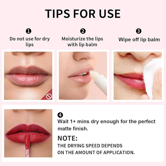 Oulac Matte Liquid Pinky Purple Lipstick for Women, Light Pink Lipstick Long Lasting Waterproof Lip Stain, No Transfer, Creamy High Pigmented Formula with Rose Oil, Vegan & Cruelty-Free, M14