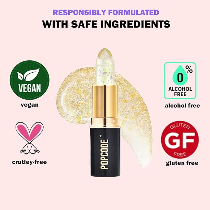 pH Lip Balm, Color Changing Lipstick and Tinted Lip Balm Chapstick, Vegan & Cruelty Free Glitter Lipstick Lip Gloss, Hydrate & Nourish with JOJOBA and MEADOWFOAM SEED OIL, #003 Pink Crystal