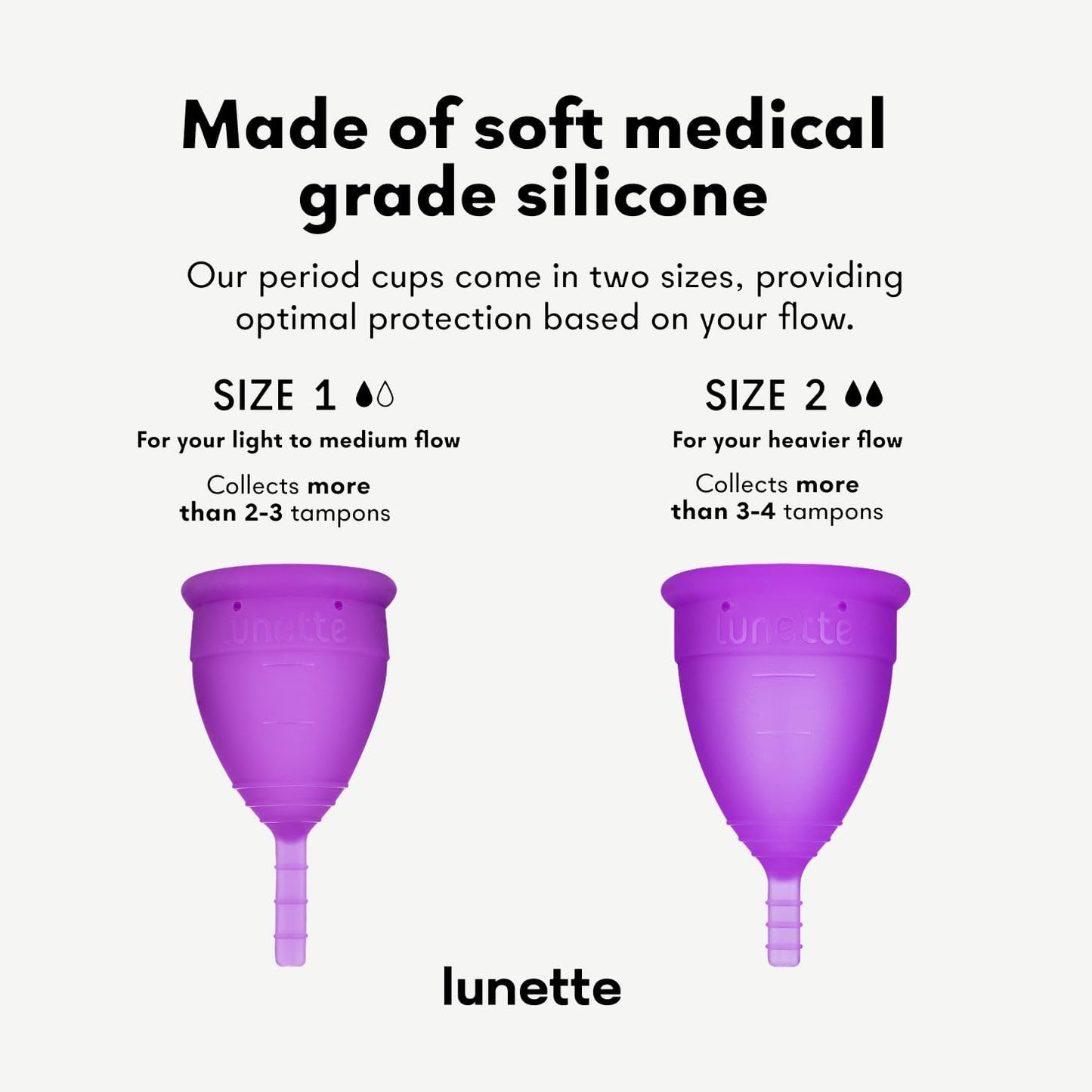 Lunette Menstrual Cup – Best Reusable Period Cup – Wear for 12 Hours and Reuse up to 10 Years, Violet Size 1 for Light to Moderate Flow