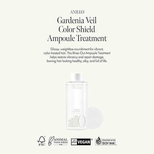 Gardenia Veil Color Shield Ampoule Treatment – Shine-Boosting Hair Mask for Color-Treated Hair – Protein & Amino Acid Complex, Daily Use, Silicone-Free, 200 ml / 6.76 fl oz