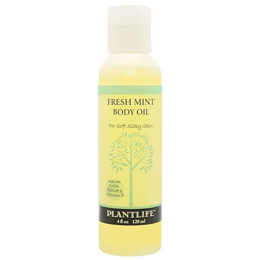 Plantlife Fresh Mint Body Oil - Moisturizing Natural Body Oil for All Skin Types - Nourishing Dry Skin and Making It Feel Soft and Silky for Women & Men - Bath, Body & Massage Oil - 4oz