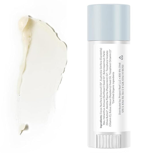 Cooling Lip Balm w/Organic Peppermint, Shea Butter, Vitamin E, Hydrating Chapstick, Soothe Dry Sunburnt Lips, After Sun Care, 2 Pack